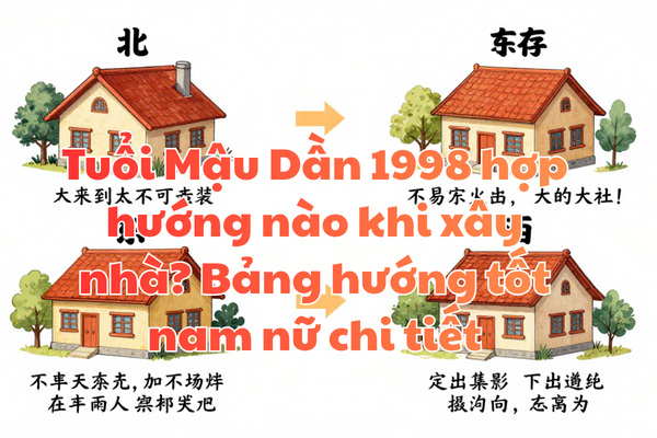 Tuổi Mậu Dần 1998 hợp hướng nào khi xây nhà? Bảng hướng tốt nam nữ chi tiết